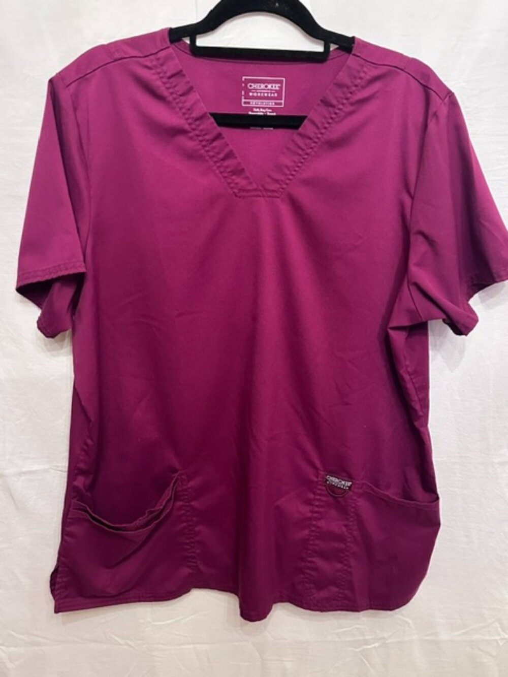 Cherokee Revolution Wine V-Neck Scrub Top XL WW620 Stretch Nurse Medical